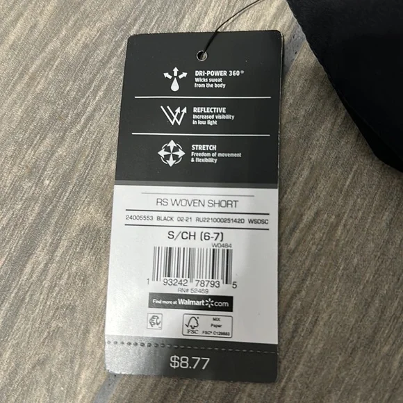 Russell boys short, size 6/7. Gray/black. Drawstring front, elastic waste. - Picture 6 of 6